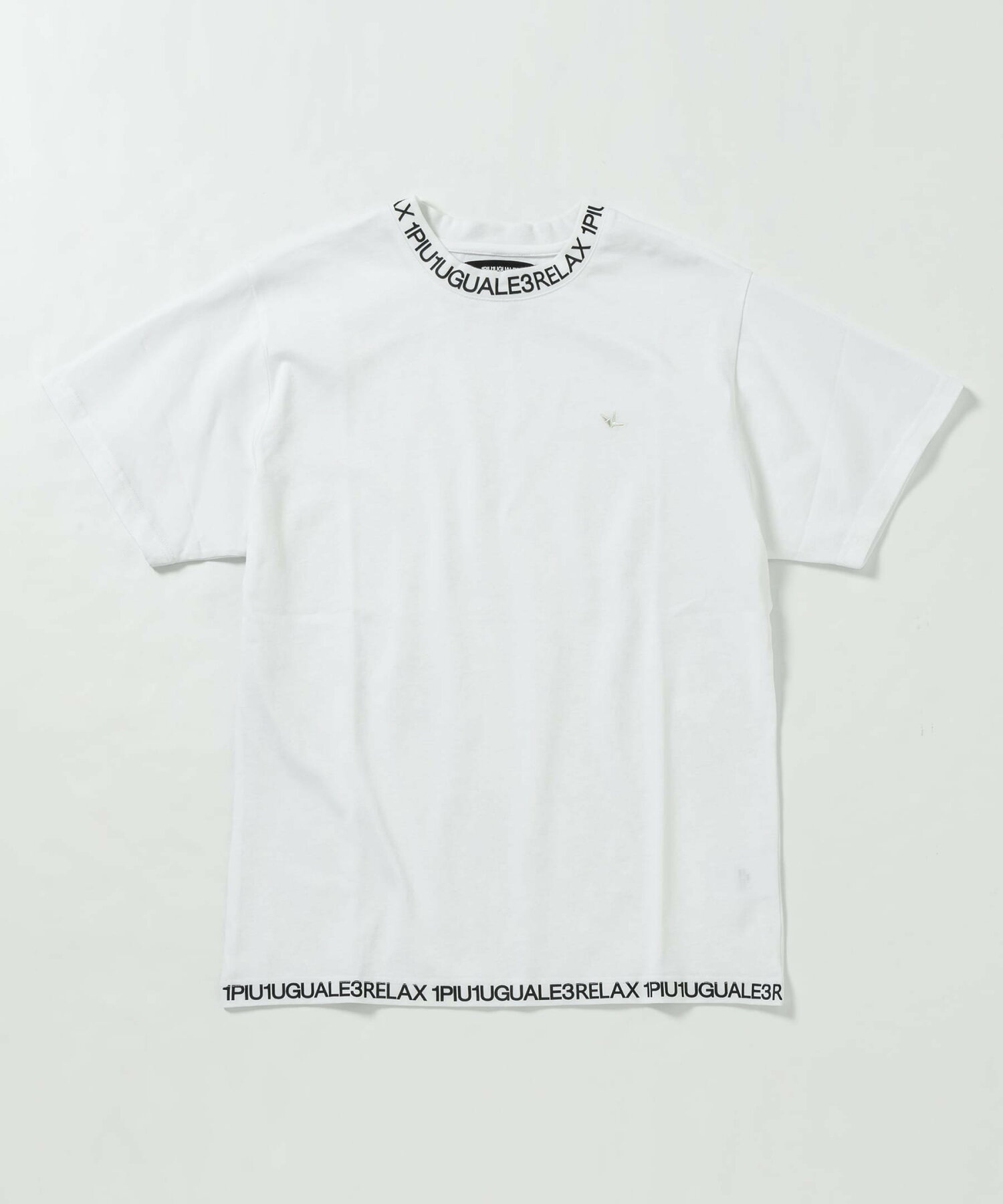 1PIU1UGUALE3 RELAX/(M)UST-24014 ネックロゴ半袖Tシャツ